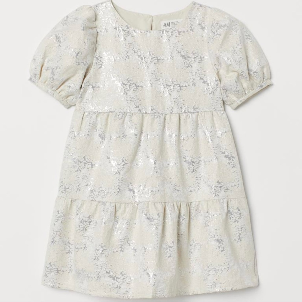 H&M Puff-sleeved brocade dress
